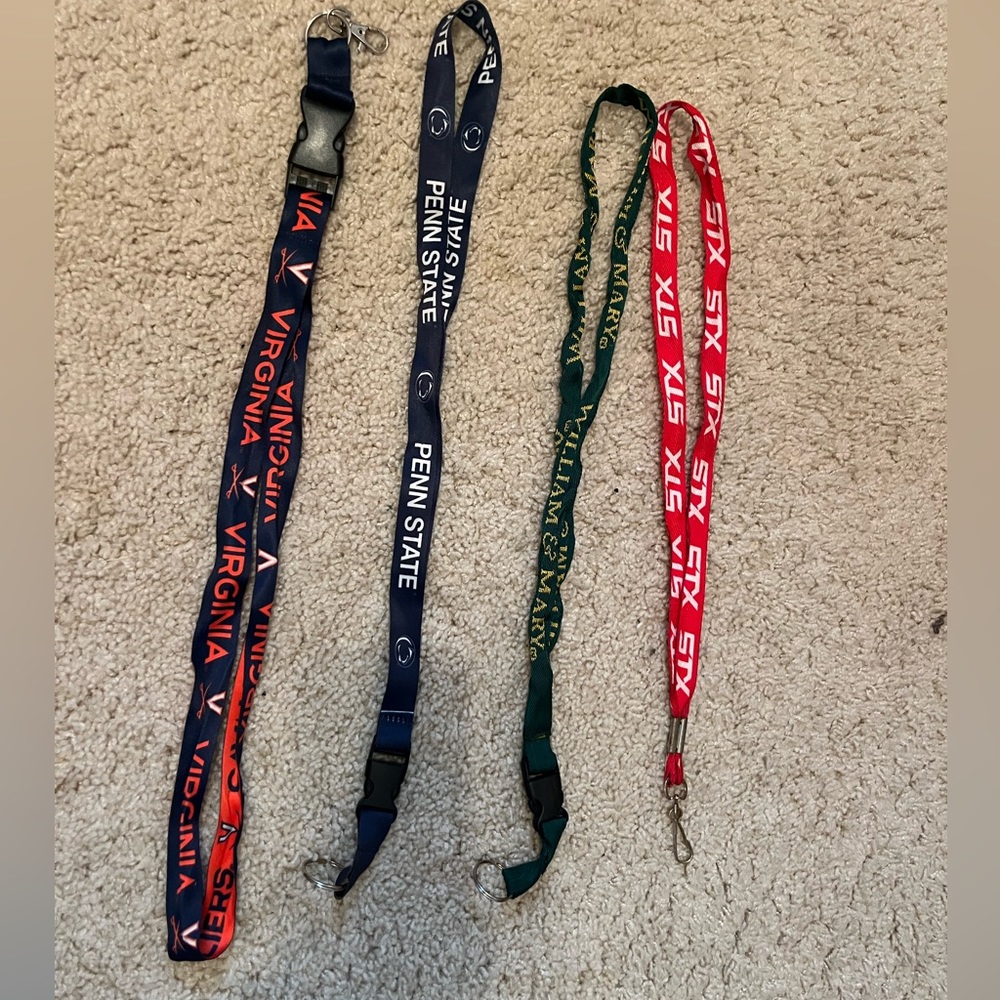 UVA, Penn Statw, STX athletics, and William and Mary lanyards